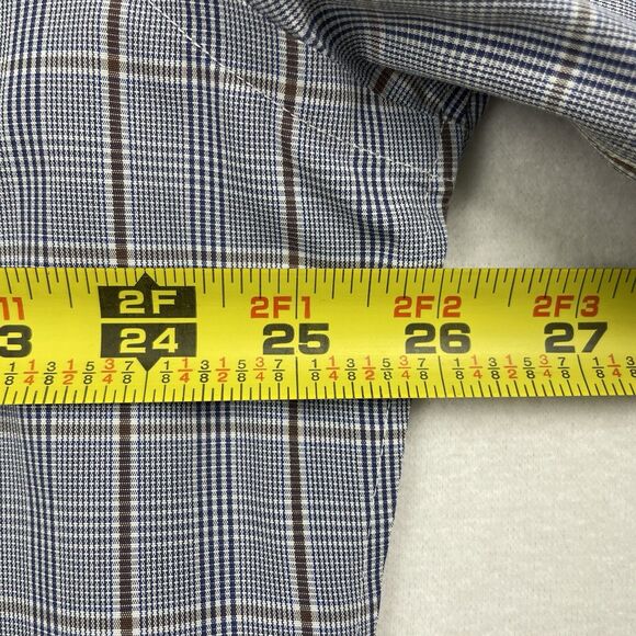 Nordstroms Mens Windowpane Button Up Long Sleeve Dress Shirt Trim Fit Blue-17.5 - Picture 8 of 12